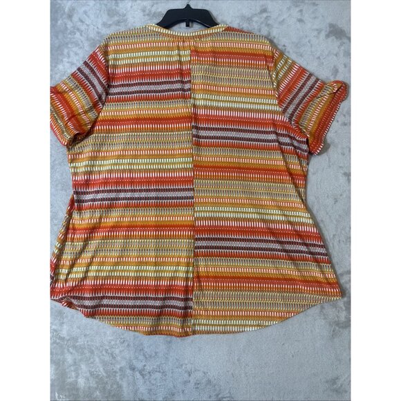 Cocomo Woman Plus 3X Multicolor Striped Boho Button Blouse - Picture 8 of 8
